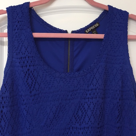 Royal blue lace skater dress with lining - Picture 4 of 8